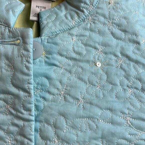 Vintage Sigrid Olsen Jacket Woman's Size Small Petite Light Blue Quilted Sequin - Picture 2 of 8